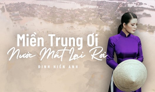 Ca sĩ Đinh Hiền Anh giới thiệu ca khúc mới "MIền Trung ơi, nước mắt lại rơi". Ảnh: NVCC