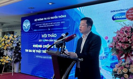 Thứ trưởng Bộ Thông tin và Truyền thông Nguyễn Thanh Lâm phát biểu tại Hội thảo. Ảnh: MC