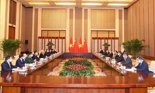 Tổng Bí thư Nguyễn Phú Trọng hội kiến Thủ tướng Quốc vụ viện Trung Quốc Lý Khắc Cường. Ảnh: TTXVN
