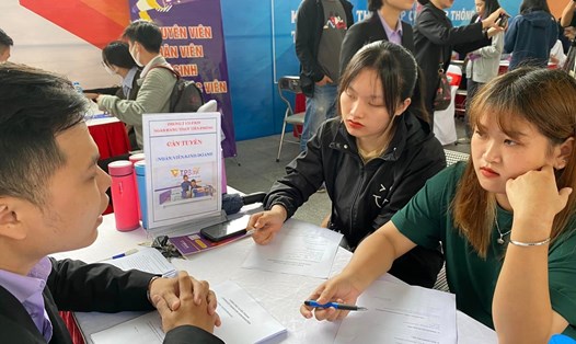 Người lao động tại Ngày hội việc làm và tư vấn hướng nghiệp quận Cầu Giấy (Hà Nội) năm 2022. Ảnh: Lương Hạnh