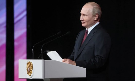 Tổng thống Nga Vladimir Putin dự lễ kỷ niệm 75 năm thành lập Cơ quan Y tế-Sinh học Liên bang, tại Mátxcơva ngày 9.11.2022. Ảnh: Kremlin