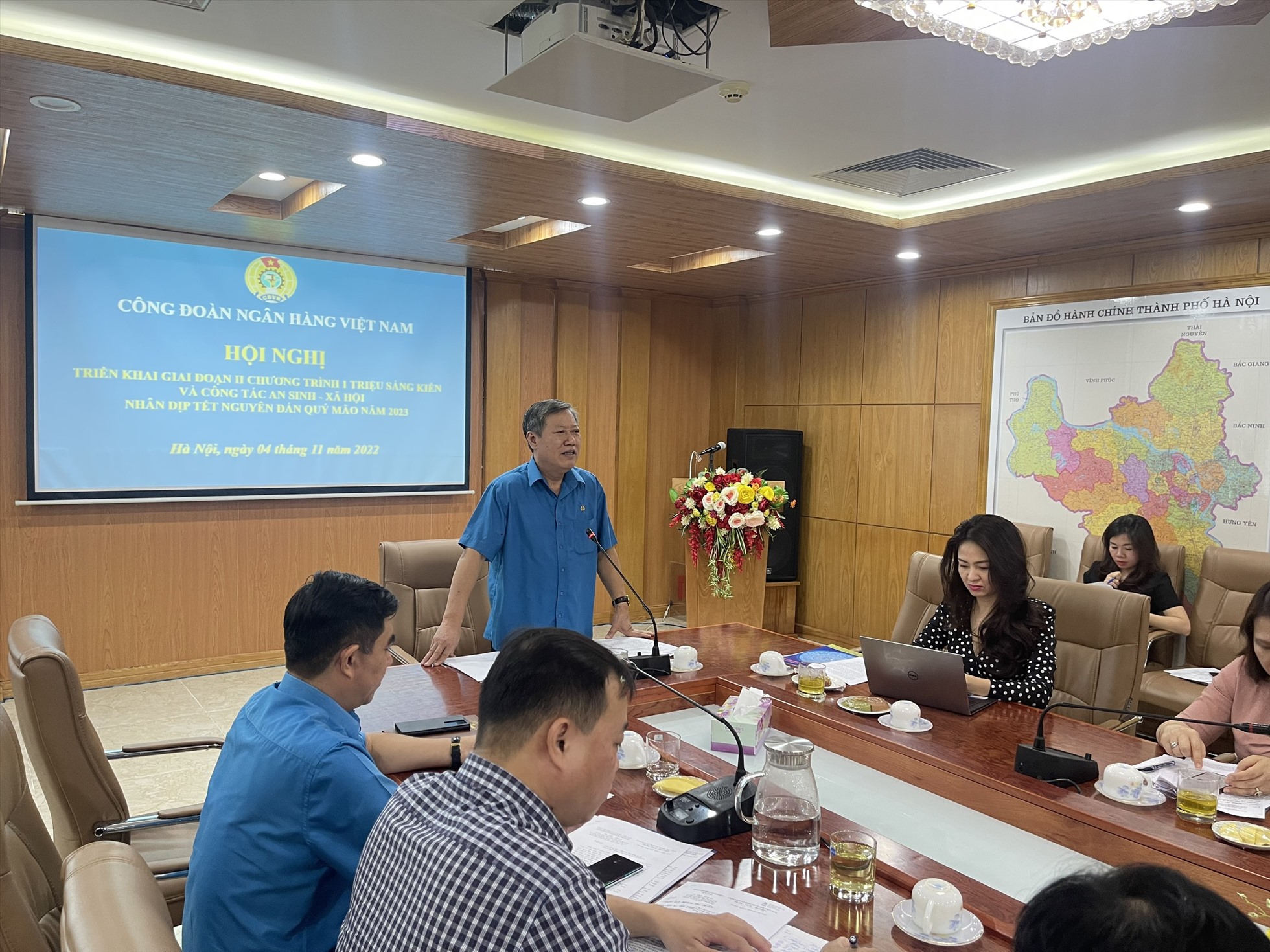 Phó Chủ tịch Thường trực CĐ NHVN Nguyễn Văn Tân phát biểu tại Hội nghị triển khai giai đoạn 2 thực hiện Chương trình 1 triệu đoàn viên.  Ảnh: CĐN