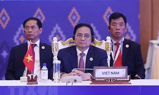 Thủ tướng Phạm Minh Chính tại phiên họp hẹp Hội nghị cấp cao ASEAN lần thứ 41. Ảnh: TTXVN