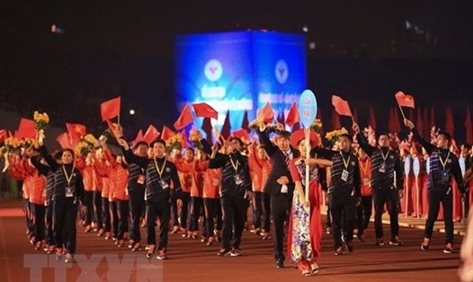 Đoàn vận động viên Hà Nội tại Đại hội thể thao toàn quốc 2018. Ảnh: TTXVN
