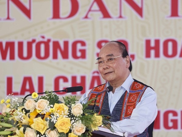 Chủ tịch nước Nguyễn Xuân Phúc phát biểu tại ngày hội. Ảnh: S.M