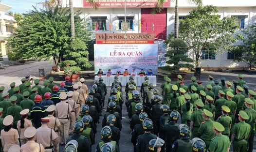 Lễ ra quân tấn công, trấn áp tội phạm của Công an huyện Xuân Lộc. Ảnh: CA ĐN