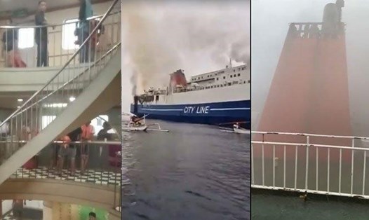 Tàu chở khách ở Indonesia bị cháy ngày 16.11. Ảnh chụp màn hình Tribunnews.com
