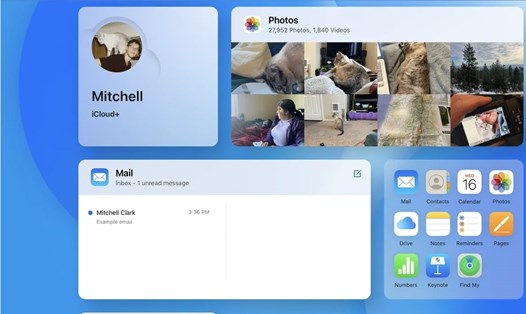 Giao diện tùy chọn tùy chỉnh cho thiết kế iCloud mới, cung cấp cho người dùng tùy chọn thêm ảnh, thư, ghi chú, lịch, lời nhắc. Ảnh: Apple