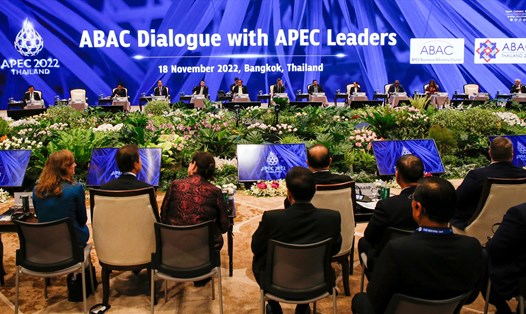 Chủ tịch nước Nguyễn Xuân Phúc dự phiên Đối thoại với các thành viên Hội đồng tư vấn kinh doanh APEC (ABAC). Ảnh: Ban Tổ chức APEC 2022 Thailand