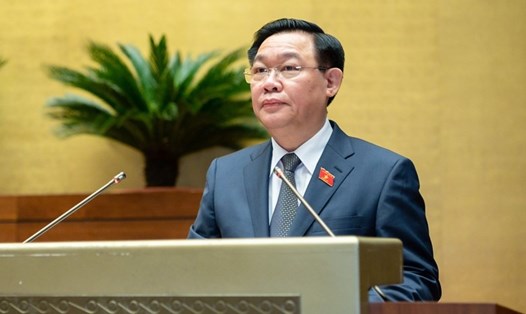 Chủ tịch Quốc hội Vương Đình Huệ phát biểu bế mạc kỳ họp thứ 4. Ảnh: Quốc hội