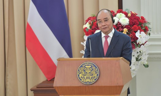 Chủ tịch nước Nguyễn Xuân Phúc phát biểu trong chuyến thăm Thái Lan. Ảnh: ĐSQ Thái Lan