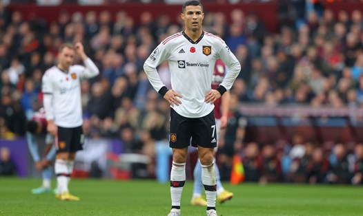 Ronaldo trong trận đấu với Aston Villa. Ảnh: AFP