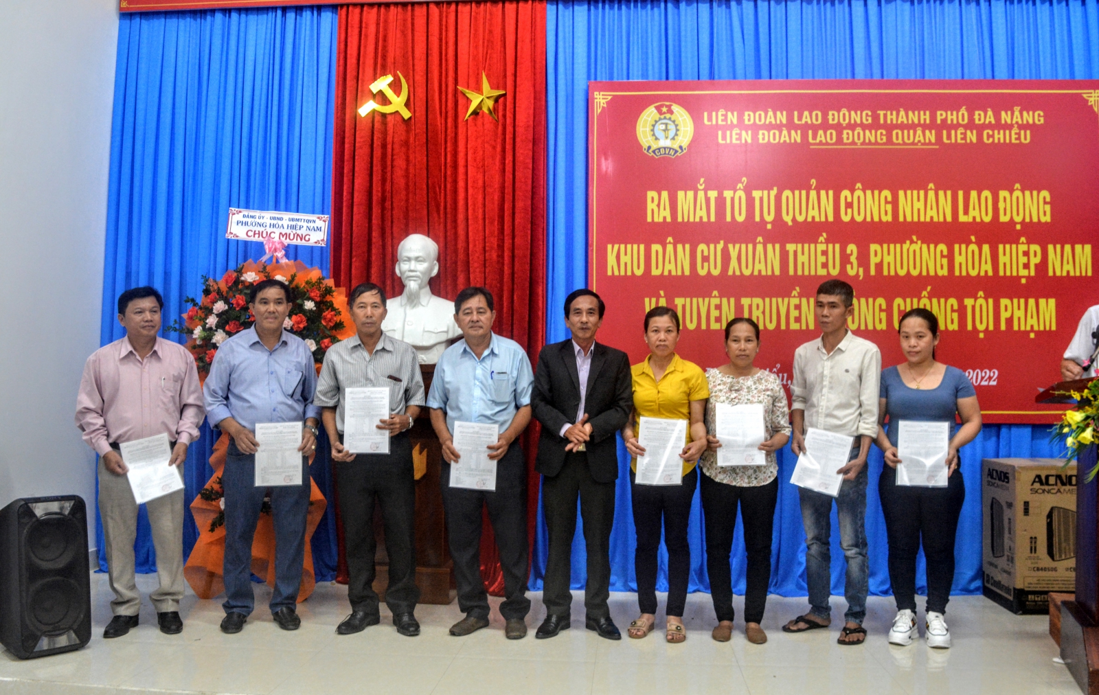 Công đoàn quận Liên Chiểu ra mắt Tổ công nhân tự quản. Ảnh: Phương Trà