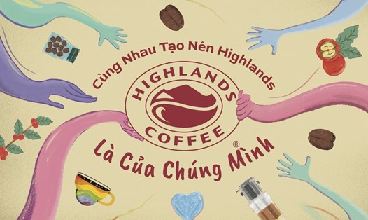 Highlands Coffee làm mới logo và ra mắt thông điệp hướng về cộng đồng: “Highlands Coffee® Là Của Chúng Mình”. Ảnh: DNCC