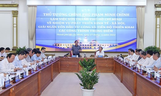 Thủ tướng Phạm Minh Chính phát biểu tại buổi làm việc.  Ảnh: VGP/Nhật Bắc