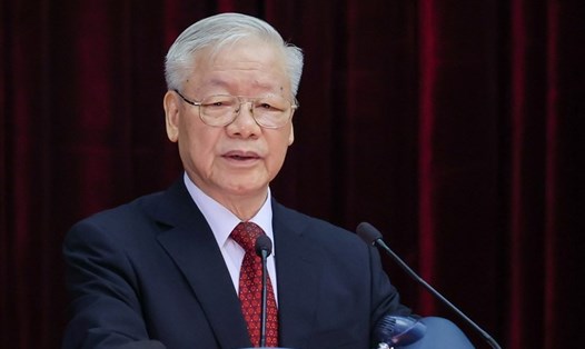 Tổng Bí thư Nguyễn Phú Trọng phát biểu tại Hội nghị Trung ương 6, khoá XIII. Ảnh: Nhật Bắc