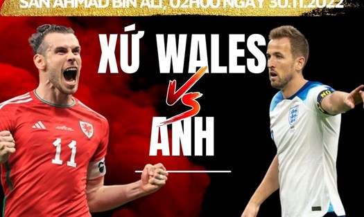 Xứ Wales gặp tuyển Anh là cặp đấu đáng chú ý tại World Cup 2022 đêm nay. Ảnh đồ họa: Lê Vinh