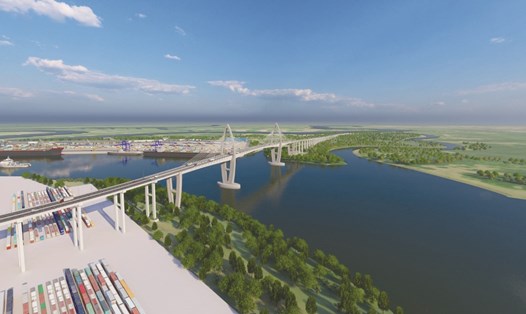 Phối cảnh cầu Phước An, một trong những dự án trọng điểm để nối đường Liên cảng Cái Mép - Thị Vải với Đồng Nai, vào cao tốc Bến Lức - Long Thành. Ảnh: Ban quản lý dự án.