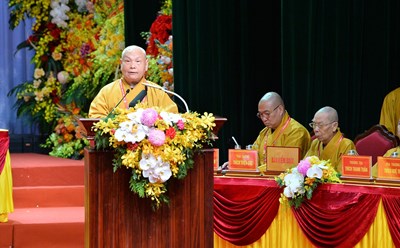 Hòa thượng Thích Thiện Nhơn được tái suy cử Chủ tịch HĐTS GHPGVN. Ảnh: Hải Nguyễn