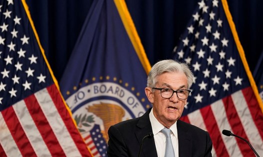 Chủ tịch Fed Jerome Powell thông báo về việc tăng lãi suất ngày 2.11.2022. Ảnh: Reuters