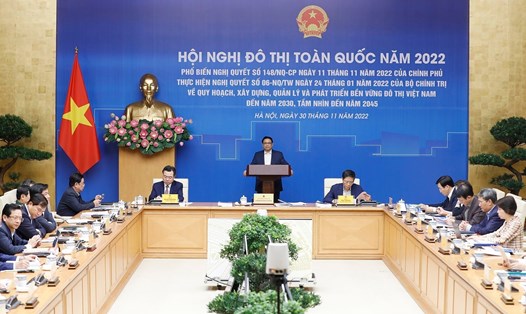 Thủ tướng Phạm Minh Chính chủ trì Hội nghị đô thị toàn quốc. Ảnh: Nhật Bắc