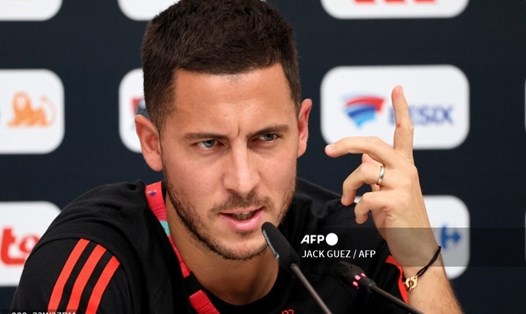 Hazard dự họp báo trước trận gặp Croatia. Ảnh: AFP