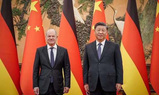 Thủ tướng Đức Olaf Scholz và Tổng bí thư, Chủ tịch Trung Quốc Tập Cận Bình. Ảnh: AFP