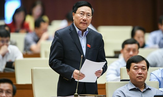 Phó Thủ tướng Thường trực Chính phủ Phạm Bình Minh phát biểu. Ảnh: PT