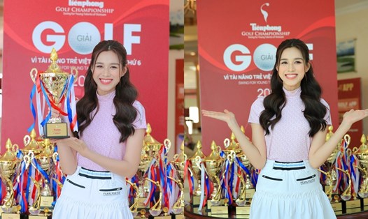 Hoa hậu Đỗ Thị Hà lần đầu trực tiếp tham dự Tiền Phong Golf Championship. Ảnh: Như Ý