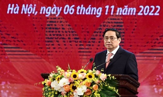 Thủ tướng Chính phủ Phạm Minh Chính: Trong thành công chung của đất nước ta thời gian qua có sự đóng góp tích cực, quan trọng của công tác pháp luật - Ảnh: VGP/Nhật Bắc