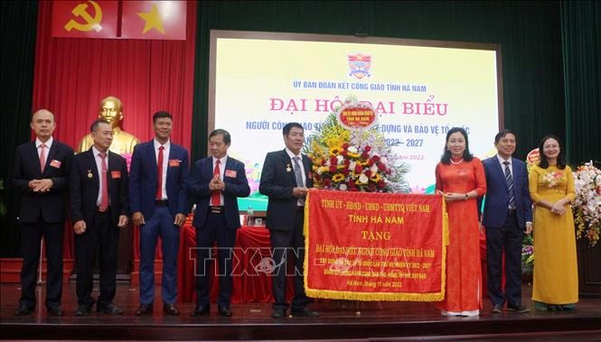 Đại hội đại biểu người Công giáo tỉnh Hà Nam xây dựng và bảo vệ Tổ quốc lần thứ VII. Ảnh: TTXVN