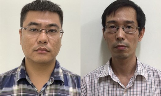 Hai bị can Đỗ Hải Phong - Đoàn Mạnh Dương (từ trái qua) vừa bị bắt tạm giam. Ảnh: Bộ Công an