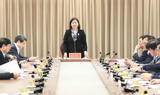 Phó Bí thư Thường trực Thành ủy Nguyễn Thị Tuyến phát biểu kết luận hội nghị. Ảnh: Quang Thái