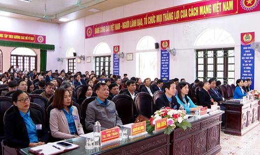 Các đại biểu dự Đại hội Công đoàn cơ sở xã Đồng Phong (huyện Nho Quan, Ninh Bình) lần thứ V, nhiệm kỳ 2023-2028. Ảnh: Diệu Anh