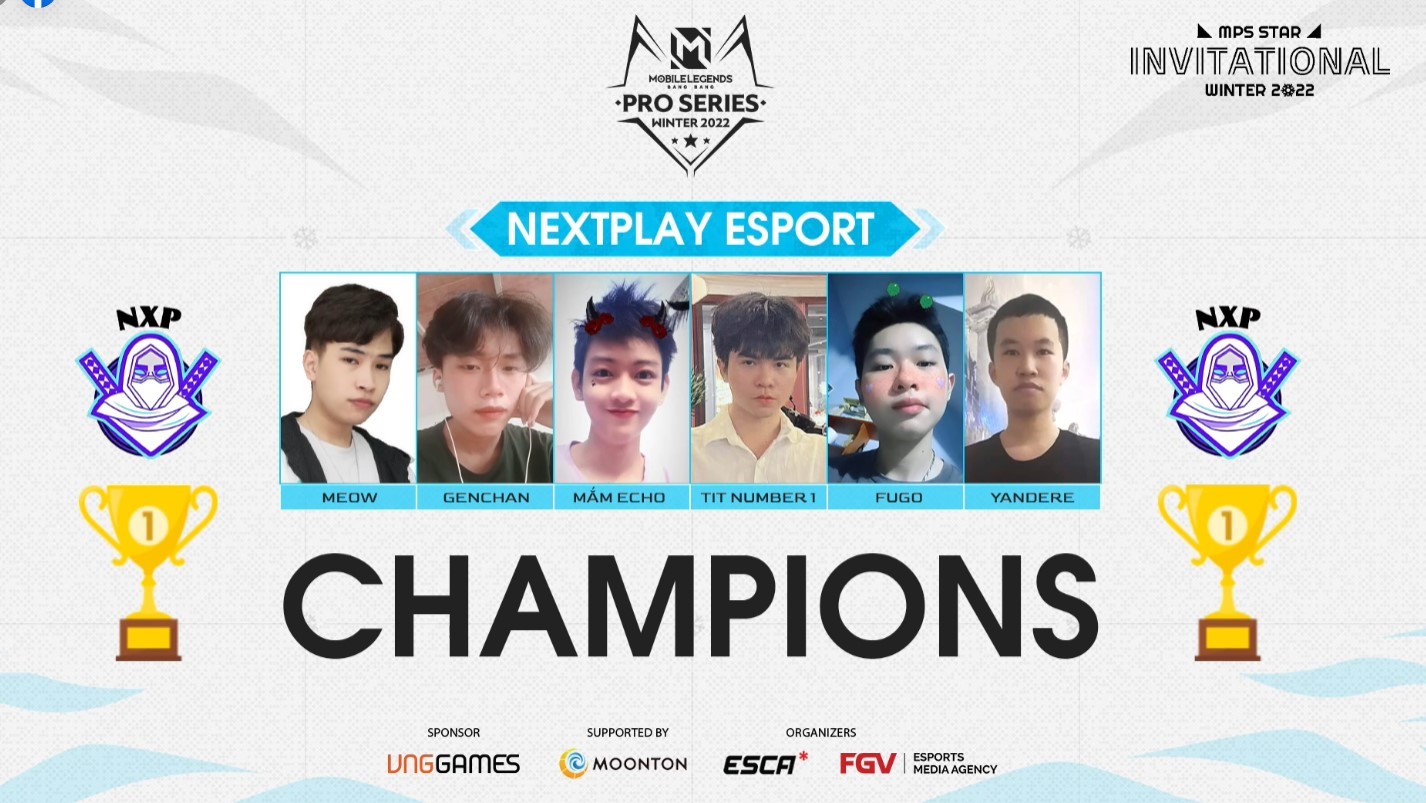 Đội Nextplay Esports vô địch Giải Mobile Legends: Bang Bang - MPS Star Invitational 2022 thuyết phục. Ảnh: Ánh Nga
