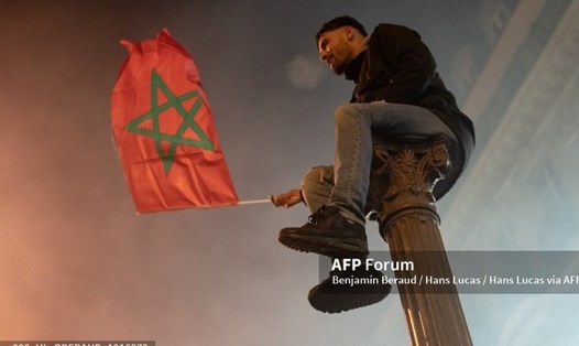 Số lượng cổ động viên tuyển Maroc đang sinh sống tại Pháp là rất lớn.  Ảnh: AFP
