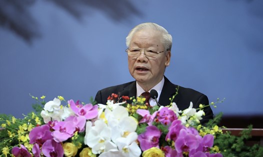 Tổng Bí thư Nguyễn Phú Trọng phát biểu chỉ đạo đại hội. Ảnh: Hải Nguyễn