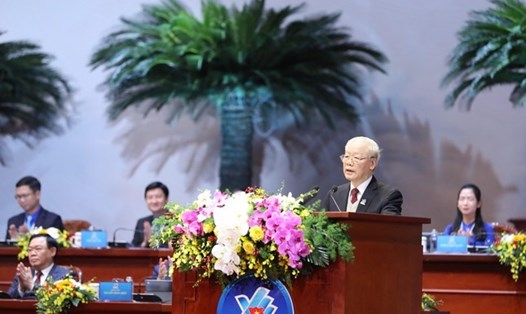 Tổng Bí thư Nguyễn Phú Trọng phát biểu chỉ đạo đại hội. Ảnh: Phạm Đông