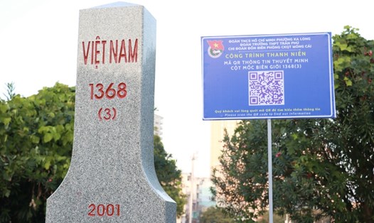 Mã QR thuyết minh được đặt tại cột mốc biên giới 1368 (3). Ảnh: Cổng thông tin điện tử Quảng Ninh