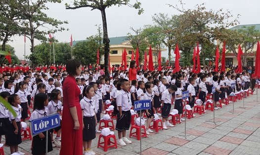 Lễ khai giảng năm học 2022 - 2023 cùa một trường học ở Hà Tĩnh. Ảnh: Trần Tuấn.