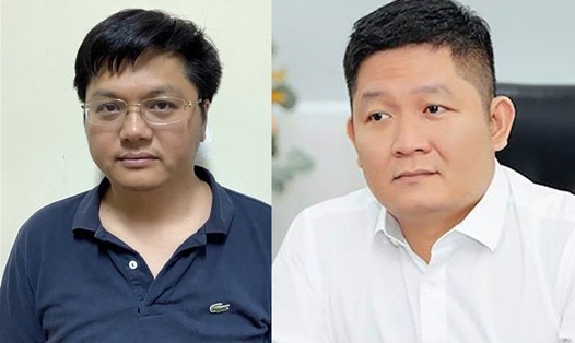 Hai bị can Đỗ Đức Nam (trái) và Phạm Thanh Tùng liên quan trong vụ thổi giá cổ phiếu của Louis Holdings. Ảnh: Bộ Công an và Chứng khoán Trí Việt