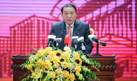Bộ trưởng Bộ Văn hoá, Thể thao và Du lịch Nguyễn Văn Hùng phát biểu tại Hội thảo. Ảnh: Hà An