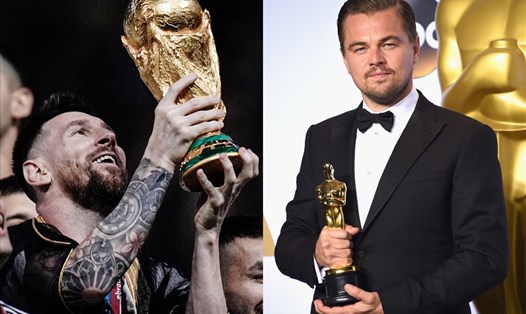 Cả thế giới vỡ oà khi Lionel Messi và Leonardo DiCaprio đoạt cúp vàng danh giá nhất sự nghiệp. Ảnh: FIFA, AFP.