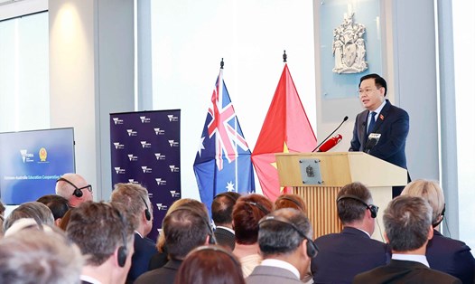 Chủ tịch Quốc hội Vương Đình Huệ phát biểu tại Diễn đàn hợp tác giáo dục Việt Nam - Australia. Ảnh: TTXVN
