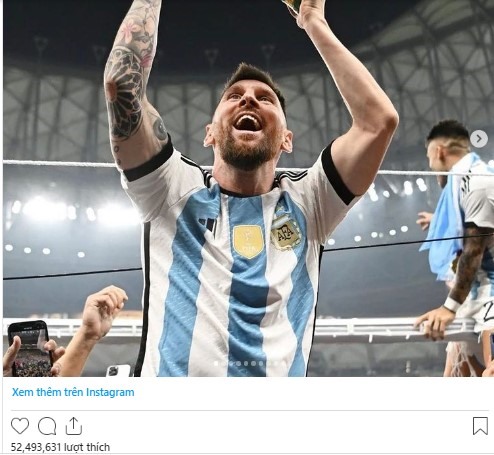 Lionel Messi lập kỷ lục trên mạng xã hội sau khi vô địch World Cup 2022