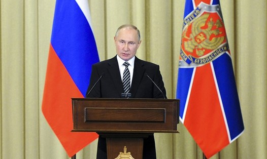Tổng thống Nga Vladimir Putin phát biểu nhân ngày các cơ quan an ninh Nga. Ảnh: Kremlin