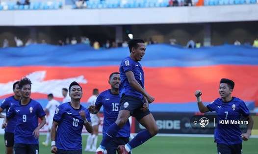 Tuyển Campuchia có chiến thắng ấn tượng 3-2 trước Philippines ở trận ra quân AFF Cup 2022. Ảnh: Thmey Thmey