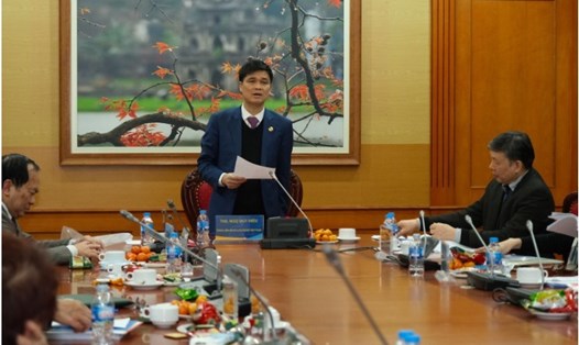 Phó Chủ tịch Tổng Liên đoàn Lao động Việt Nam Ngọ Duy Hiểu - Chủ tịch Hội đồng nghiệm thu phát biểu tại buổi nghiệm thu. Ảnh: Mạnh Thắng