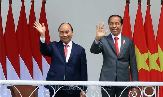 Chủ tịch nước Nguyễn Xuân Phúc và Tổng thống nước Cộng hòa Indonesia Joko Widodo. Ảnh: TTXVN