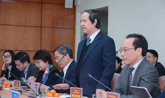Bộ trưởng Bộ Giáo dục và Đào tạo Nguyễn Kim Sơn cho biết chuyển đổi số là xu hướng tất yếu của ngành giáo dục. Ảnh: Bộ GD&ĐT